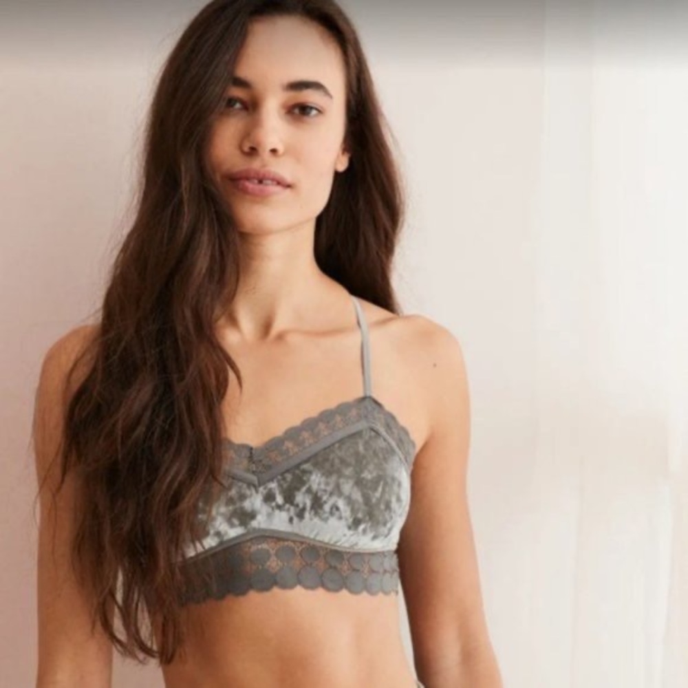 Aerie Grey Crushed Velvet Bralette